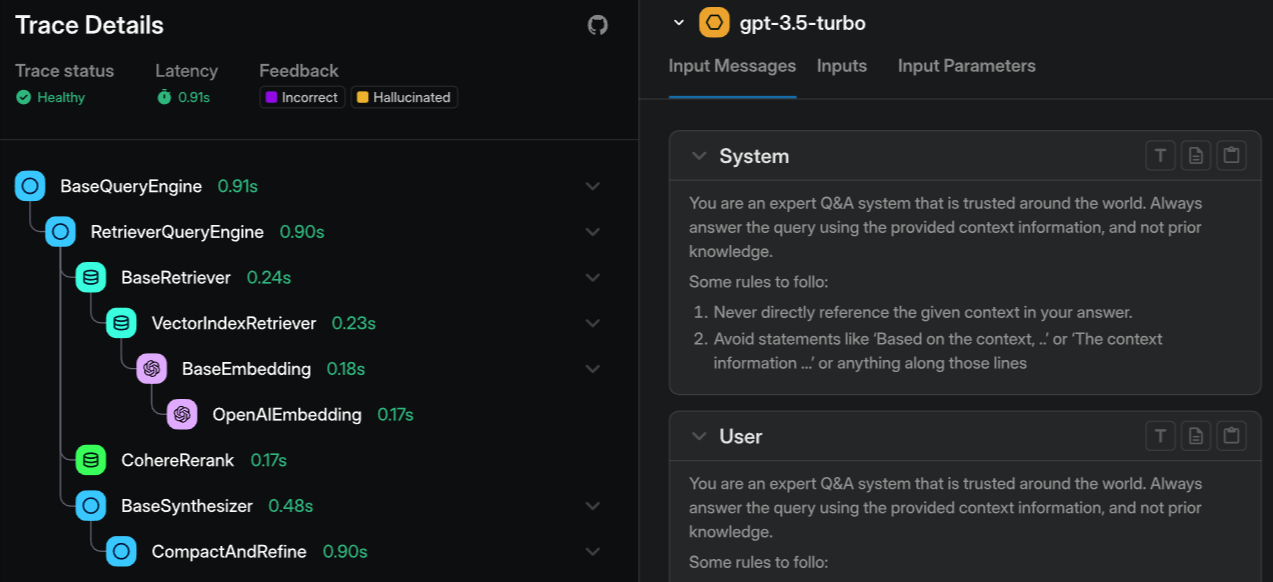 Arize Phoenix dashboard