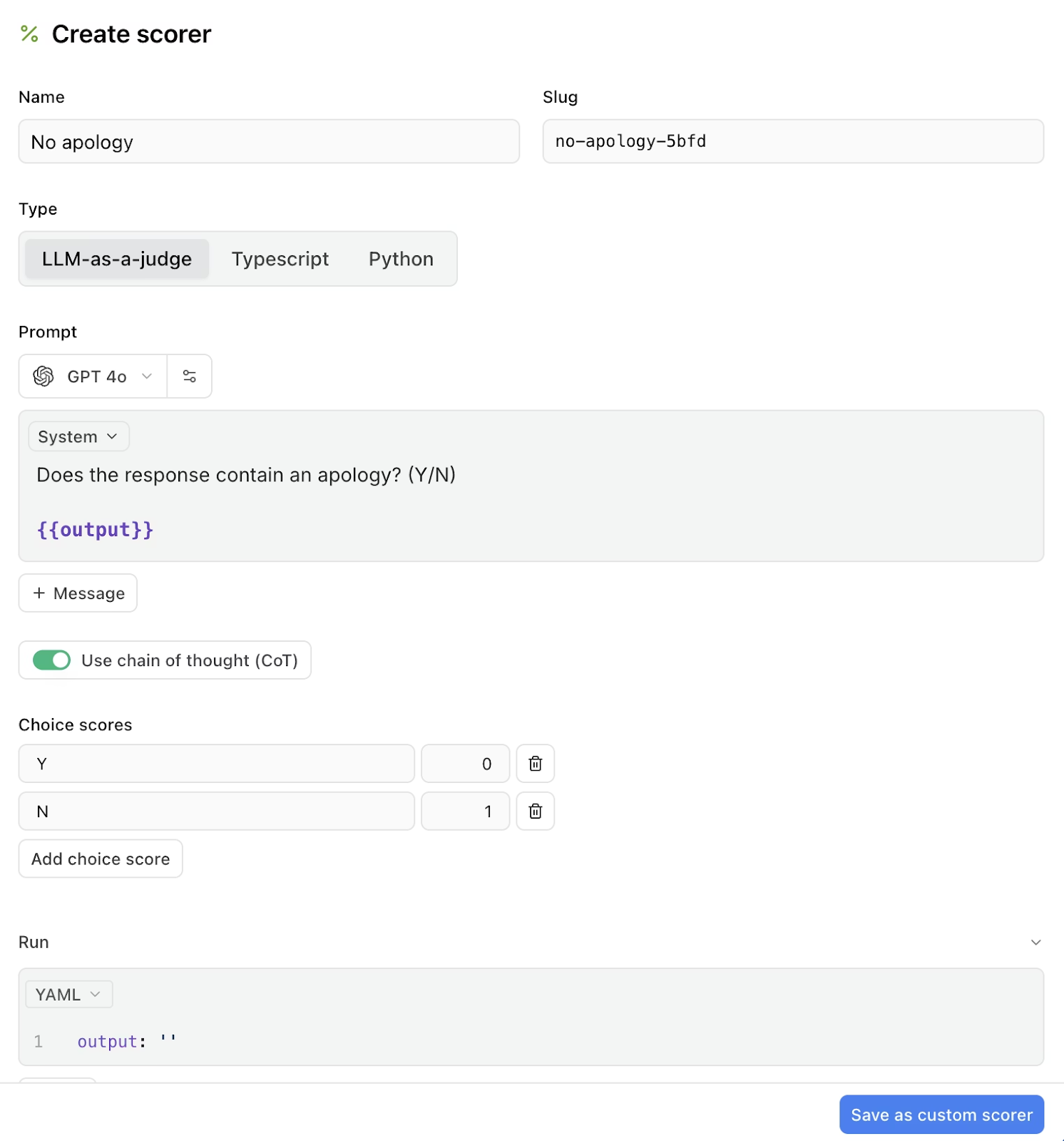 Braintrust evaluation interface